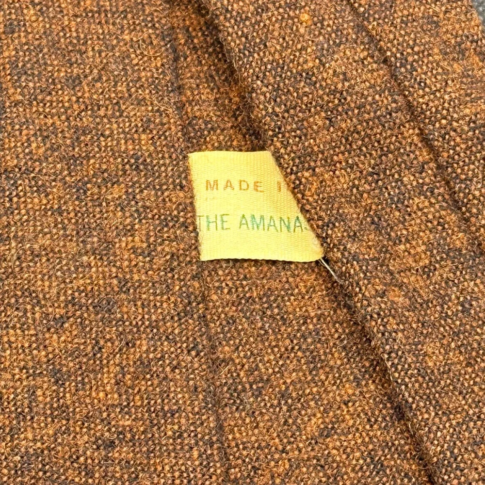 Vintage 1960s The Amanas Brown Tweed Wool Tie 3
